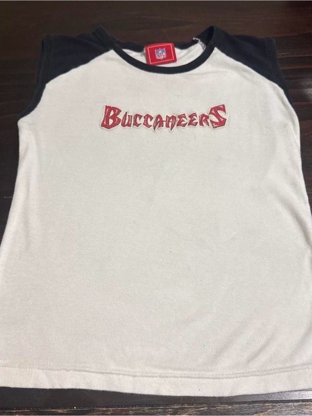 NFL Kids Buccaneers Sleeveless Tank Top - White & Black with Red Logo